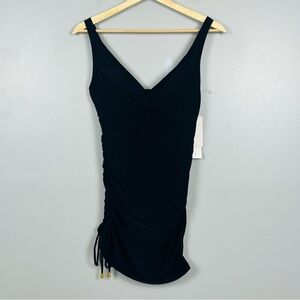 NWT Beyond Control black skirted modest 1 piece slimming swimsuit, size 8.